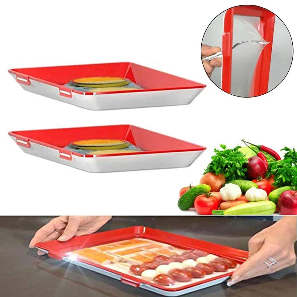 WALFOS Creative Food Preservation Tray Stackable Food Fresh Tray Magic  Elastic Fresh Tray Reusable Food Storage Container