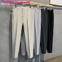 asdsadsaaff 2023 primavera verão calças casuais dos homens terno calça ajuste fino trabalho elástico cintura jogging masculino preto cinza mais tamanho 40 42