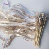 【hot】⊙⊕  New  30/20/10pcs/lot   jute lace wedding Wands stick Stream with big sliver for party