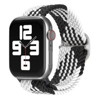 ⊙♛ Nylon pleciony solo pętelka na Apple watch 7 41mm 45mm 6 5 4 SE 44mm 40mm regulowane elastyczne pasek do iwatch 3 42mm 38mm bransoletka