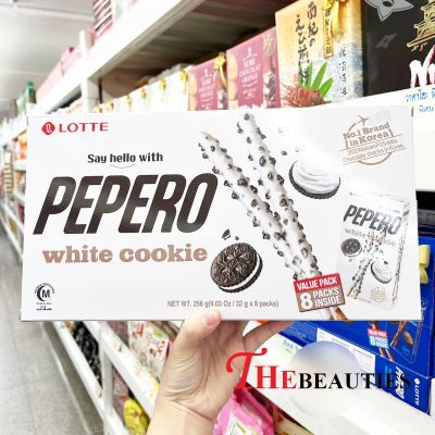 ❤️พร้อมส่ง❤️    Lotte PEPERO white chocolate cookies  256 G.  (32g x 8 packs) ป๊อกกี้เกาหลี 🔥🔥🔥