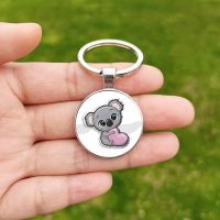 【CW】▬✒❡  Cartoon Koala Keychain for Children Photo Glass Pendant Metal Chains