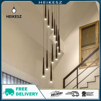 HEIKESZ Nordic Staircase Long Chandelier Modern Simple and Light Luxury Living Room Dining-Room Lamp Duplex Building Room Loft Villa Rotating Lamps nordic modern minimalist design linght for ceiling led drop lights dining kitchen living bedroom pendant