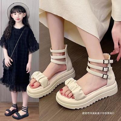 New style รองเท้าแตะเด็กผู้หญิงสไตล์ฤดูร้อนสาวโรมันพื้นนิ่มสไตล์ตะวันตก 2023 รองเท้าเด็กสไตล์เจ้าหญิงฤดูร้อนรุ่นใหม่