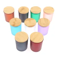 200ml Glass Candle Cup With Bamboo Wood Lid Scented Candle Jar Home Diy Birthday Candle Housewarming Mothers Day Gifts