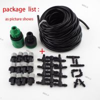 10m Irrigation System Set 4/7mm Tube Garden Fog Nozzles Misting Cooling Automatic Watering Hose Spray Head Tee Connector 6TH