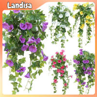 2pcs Artificial Vines Simulation Morning Glory Hanging Fake Green Plant For Home Garden Fence Stairway Decor