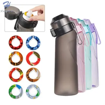 Air Water Bottle with 7 Flavor Pods, 650ML Fruit Fragrance Water Bottle, 0%  Sugar Water Cup, Black 