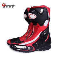 【CW】 PRO-BIKER รองเท้าหนังไมโครไฟเบอร์ผู้ชาย SPEED Racing SUV Boots High Help Motocross Riding Motorboat B1002