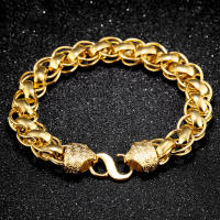 24K Gold Plated Stainless Steel Bracelets Men Wedding Party Link Bracelet