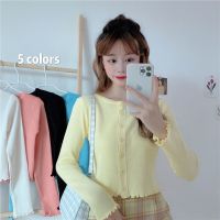 ✺™▽ Blue Two knit cardigan Cover 2022 chic slim fit versatile short Knitted Women 2022 slim-fit Versatile White Long-Sleeved Jacket Top