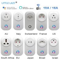 Smart Wifi Plug Socket Outlet EU UK AU Brazil FR Israel IT 16A APP Remote Control Work For Alexa Google Assistant Energy Monitor Ratchets Sockets