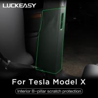 LUCKEASY For Tesla Model X 2017-2021 Hide B-Pillar Inner Door Anti Kick Pad Protection Side Edge Film Protector Stickers