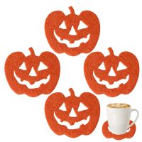 Halloween Pumpkin Cup Pad 4pcs/Set Halloween Pumpkin Car Cup Holder Coasters Hollow Pumpkin Patterns Cup Pad Mug Mat For Dinner