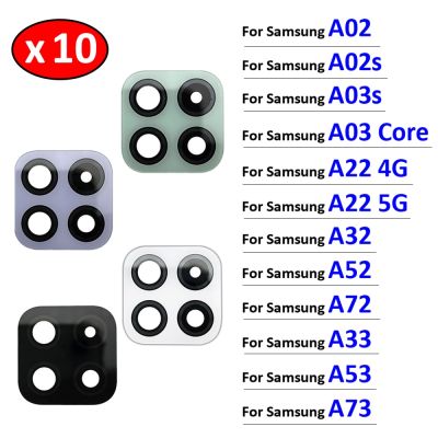 10ชิ้นแก้วกล้องด้านหลังมีกาวเหมาะสำหรับ A02 Samsung Galaxy A02s แกน A03 A03s A22 4G 5G A32 A52 A72 A33 A73 A53