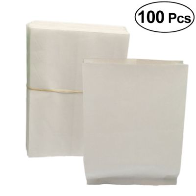 100pcs/set Oil Proof Take-out Grease Proof Disposable Kraft Paper Bag for Bread Baking Food Fried Chicken French Fries 15x12cm