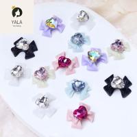 YALA 12Pcs/set การฝึกซ้อมเล็บหัวใจรัก โบว์ตกแต่งเล็บ เสน่ห์เล็บโบว์ วัสดุตกแต่งเล็บ อุปกรณ์ตกแต่งเล็บกุทัณฑ์ ฤดูใบไม้ผลิฤดูร้อน สีผสมกัน ร้านทำเล็บ