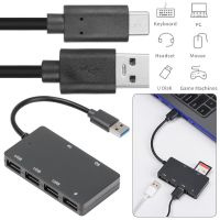 UNIVER เดสก์ท็อป อะแดปเตอร์หลายพอร์ต ความเร็วสูง 4พอร์ต ตัวขยาย USB ฮับ USB 3.0 Type-C เครื่องอ่านการ์ด