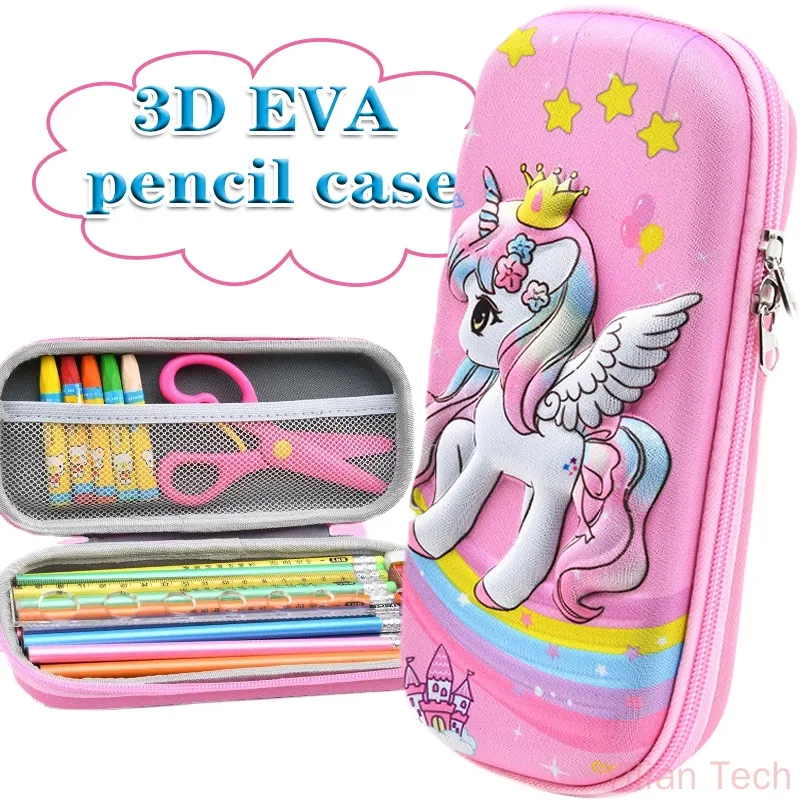 Unicorn Pencil Case for Kids Girls 3D EVA Cute Pen Pouch High Capacity  Portable Multifunction Stationery Bag School Supplies Box