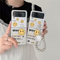 เคสโทรศัพท์เงินจี้รูปการ์ตูนยิ้มสำหรับ Samsung Galaxy Z Flip 4 3 5G ฝาอย่างแข็งสุดหรูกันกระแทกสำหรับ Samsung Z Flip3กรอบ Flip4