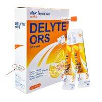 DELYTE ORS (Orange) เกลือแร่ ดีไลต์ โออาร์เอส รสส้ม (ยาสามัญประจำบ้าน) 2A 20/57 เกลือแร่สำหรับท้องเสีย ท้องร่วง อาเจียน 10 ซอง 1 กล่อง