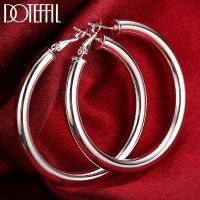 【YP】 DOTEFFIL 925 Sterling 50mm Round Big Hoop Earrings Woman Fashion Wedding Jewelry