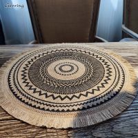 【CC】﹊  Gerring Ins Woven Round Table Fringed Cotton Insulation Shooting Props Macrame Doily