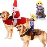 ZZOOI Big Dog Clothes Cat Pet Products Horse Riding Clothes Into Santa Claus Clothes Funny Small and Medium-sized Large