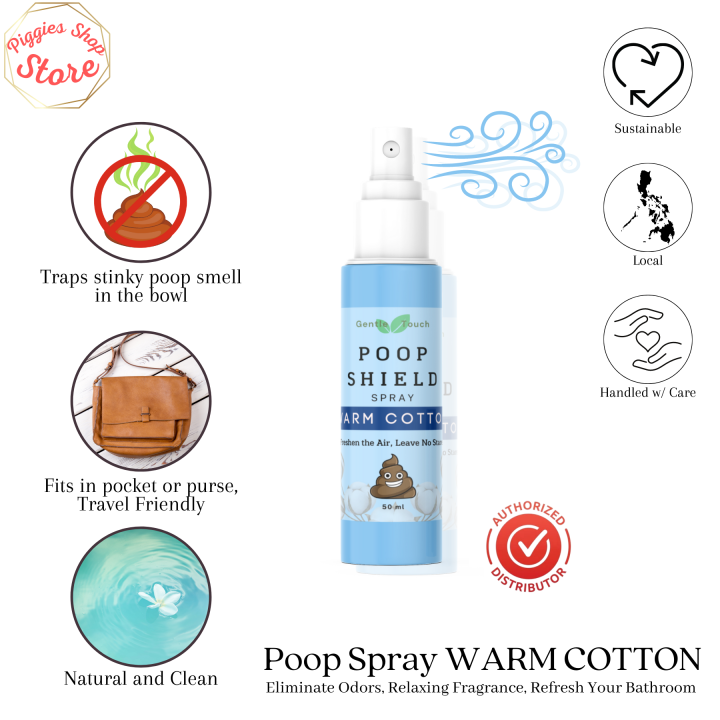 WARM COTTON Poop Shield Spray Toilet Deodorizer Disinfectant Odor