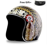 ✙ Double D Buckle Vintage German Style Motorcycle 3/4 Open Face CE Four Seasons Cruiser Biker Moto Helmet Glasses Mask