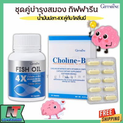 ส่งฟรี น้ำมันปลา และ โคลีนบี วิตามินบี สมอง และการจดจำ กิฟฟารีน น้ำมันปลา 4 เอ็กซ์ (ขนาด 1,000 มก.) ,Giffarine Fish Oil 4X &amp; Choline B