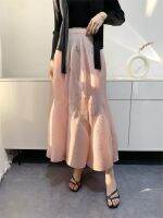 ∋ Aiden001 Average Size Loose High Elasticity Non-Ironing Skirt Womens Summer Mid-Length High Temperature Craft Bud Pleated Skirt 1187