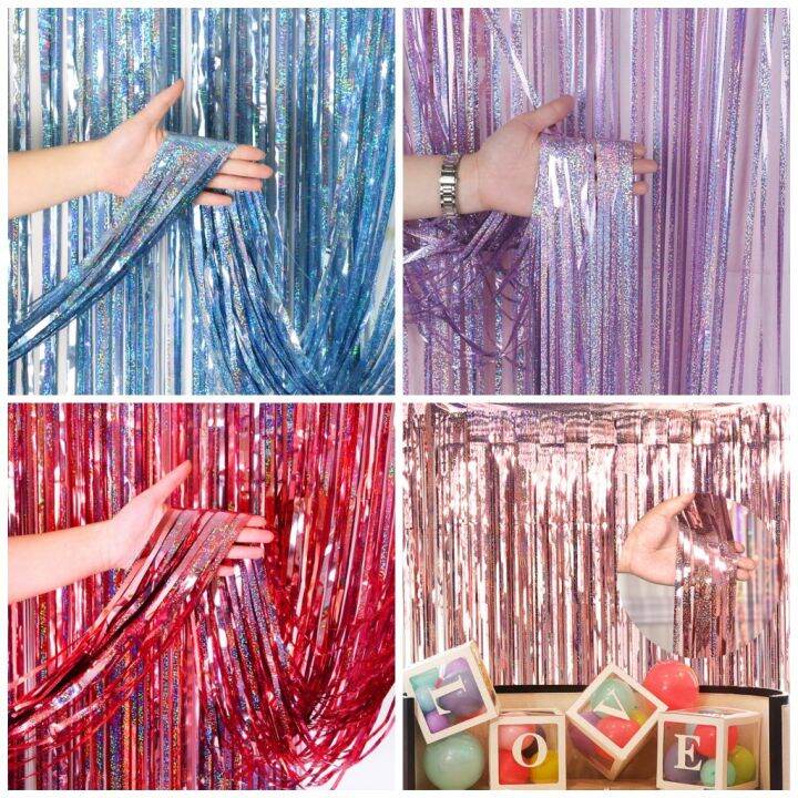 【Joymall】Foil Fringe Backdrop Wedding Birthday Party Curtain Wall Decoration Photo Booth