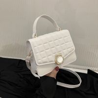 LASGO Western embossing checkered ladies bag 2023 spring and summer retro solid color shoulder bag fashion Messenger small square bag 〖WYUE〗