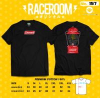 RACEROOM เสื้อยืดคอกลม สีดำ ไม่ย้วย Cotton100 สกรีนลาย   Coleman -157