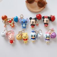 Disney ตุ๊กตาพวงกุญแจการ์ตูน Disney  Figurine Key Winnie The Pooh Bear Stitch Mickey Mouse Tigger Donald เป็ดจี้ของขวัญ