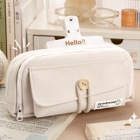 3 Layers Zipper Pencil Bag Case Fashion Canvas Stationery Cases for Students Teacher Stationery Pens Holder Organizer