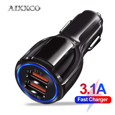 ﹍☒ AIXXCO 18W 3.1A Car Charger Dual USB Fast Charging QC Phone Charger Adapter For iPhone 11 Pro Max 6 7 8 Plus Xiaomi Redmi Huawei