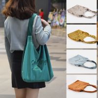 【CW】 Fashion Women  39;S Shoulder Embroidery Logo Female Cotton Ladies Tote Shopping Handbag Woman