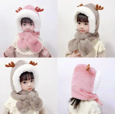 Mũ len cho bé họa tiết sừng hươu dễ thương dành bé gái 2 - 7 tuổi