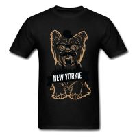 New York Yorkie Yorkshire T-shirt Men Black T Shirts Kawaii Tops Cartoon Tees Cute Clothing Valentines Gift Tshirt Cotton  LNU8