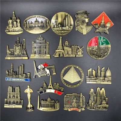France Paris Barcelona Hollywood Vienna Moscow Russia Egypt Pyramid Vatican City Dubai Macau Metal 3D Cute Magnet Fridge Sticker
