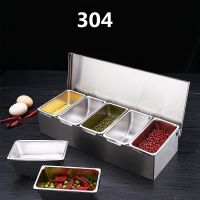 High quality 304 Stainless Steel Seasoning Box Hotel Restaurant chef Seasoning Box With Lid Storage Box Household Seasoning Tank