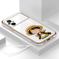 เคส Poco M5 Case การ์ตูนลูฟี่หรูหรา 6D ชุบซิลิโคนอ่อนนุ่มกรอบสี่เหลี่ยมเงา Bling ฝาหลัง