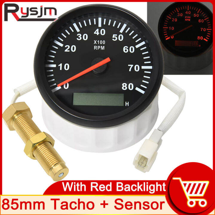 HD 8000 RPM Tachometer Sensor Universal Gauges LCD Rev Counters With