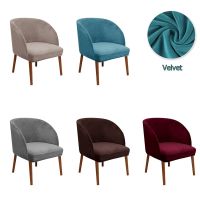 Soft Velvet Armchair Cover Stretch Arc Dining Chair Slipcovers Accent Curved Chairs Covers Elastic House De Chaise Seat Case Sofa Covers  Slips