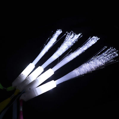 20Pcs 26cm White Light Led Fiber Optic Flashing Stick Glow Luminous Fiber Magic Rod Wand Festival Decor Party Kids Toys