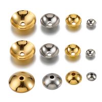 50pcs 3-10mm Gold Color Stainless Steel Round Bead Caps Spacer Beads for Jewelry Making DIY Components Accessories Wholelsale