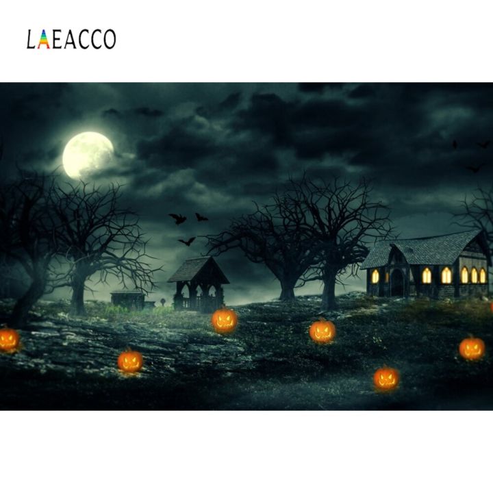 worth-buy-laeacco-ฮาโลวีนดวงจันทร์หลุมศพสุสานมืดป่าฉากหลังถ่ายภาพฉากหลังถ่ายภาพปรับแต่งได้สำหรับสตูดิโอถ่ายภาพ