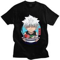 T-shirt เสื้อยืด พิมพ์ลายอนิเมะ Killua Zoldyck Eats Ramen Favorite Food Noodles Hunter X Hunter Hxh สําหรับผู้ชายS-5XL  M40B